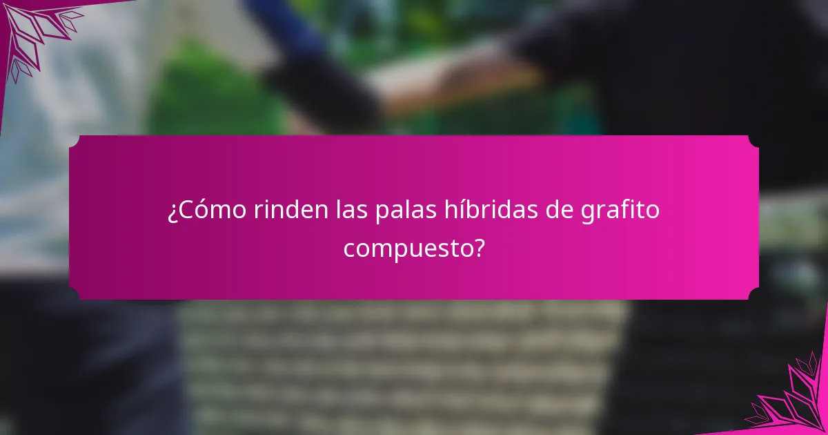 ¿Cómo rinden las palas híbridas de grafito compuesto?