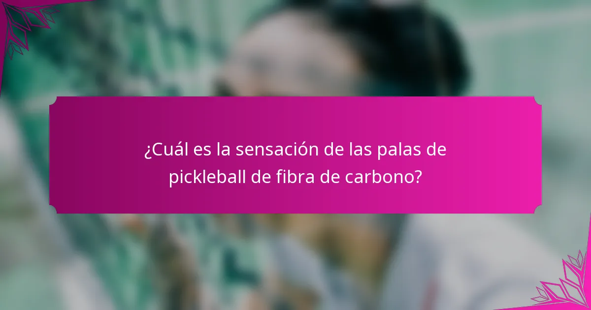 ¿Cuál es la sensación de las palas de pickleball de fibra de carbono?