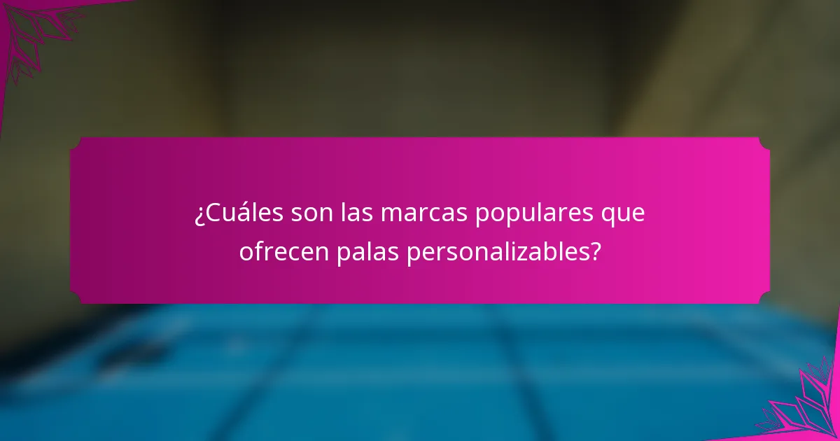 ¿Cuáles son las marcas populares que ofrecen palas personalizables?