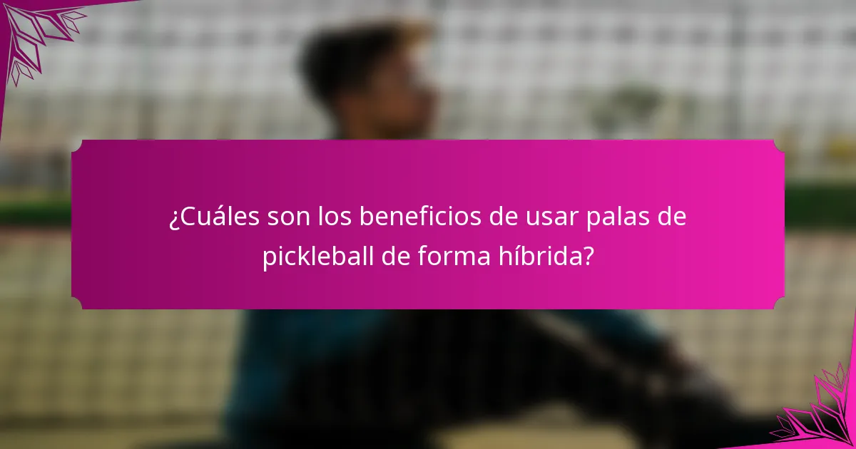 ¿Cuáles son los beneficios de usar palas de pickleball de forma híbrida?
