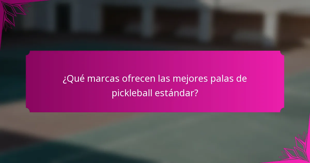 ¿Qué marcas ofrecen las mejores palas de pickleball estándar?