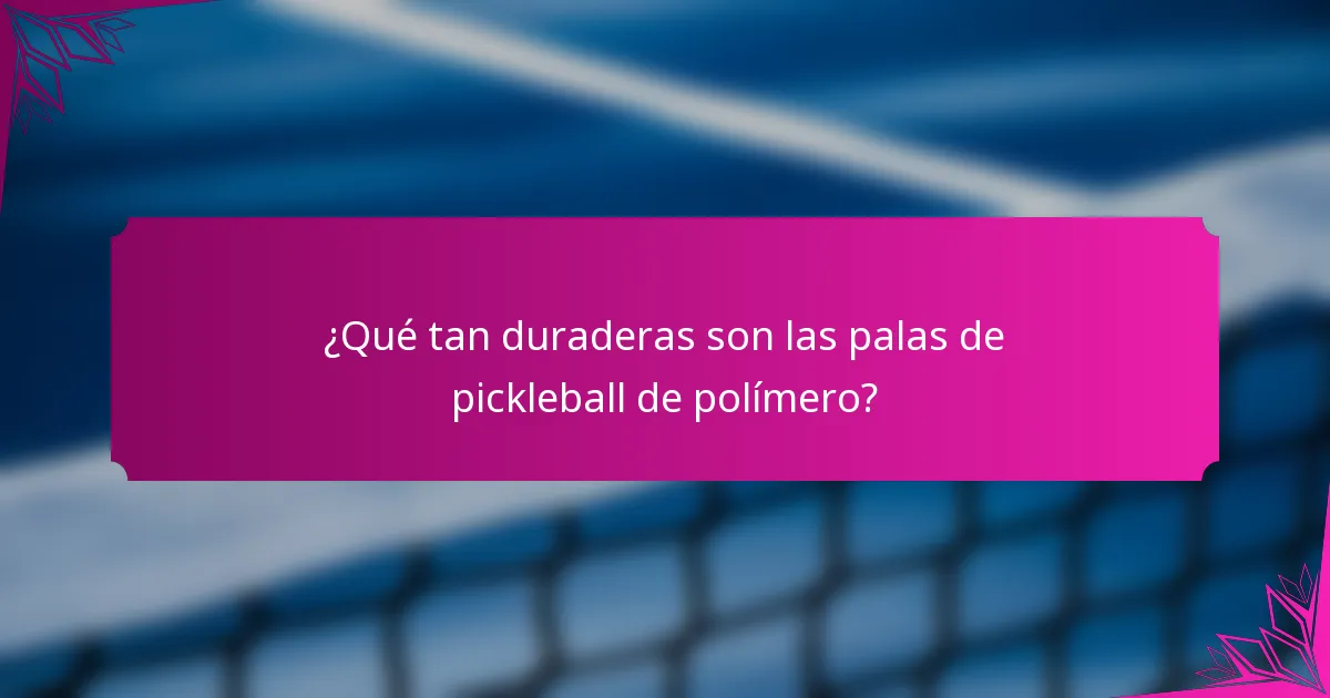 ¿Qué tan duraderas son las palas de pickleball de polímero?