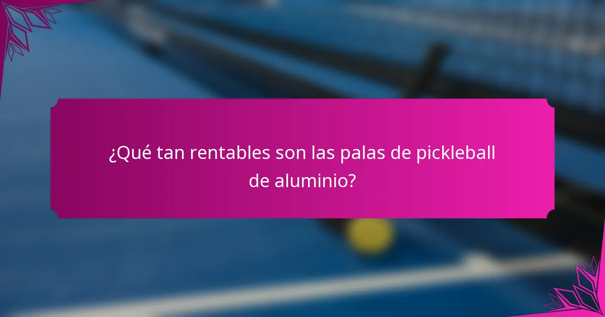 ¿Qué tan rentables son las palas de pickleball de aluminio?