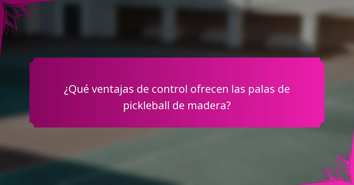 ¿Qué ventajas de control ofrecen las palas de pickleball de madera?